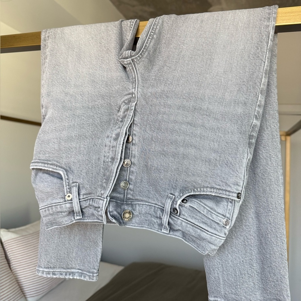 AGOLDE Grey Skinny Ankle Jeans Sz 26 Organic Cotton Stretch Denim Model-Off-Duty